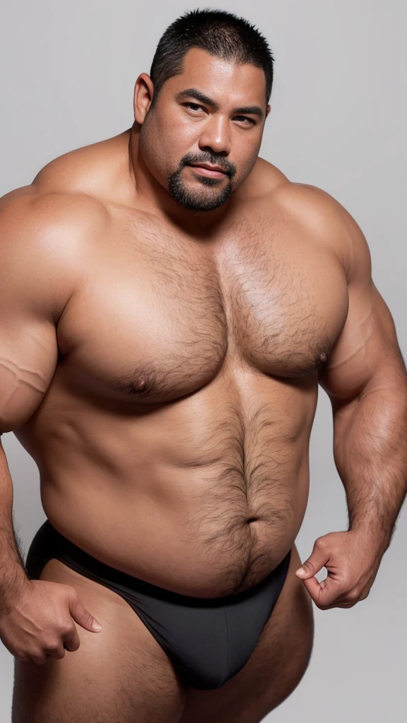 black hair, middle-aged man, individual, male, Muscular wrestler, muscular, Stout wrestler, Asian, Japanese, uncle, 55 year old middle-aged man, short hair, short hair, red wrestling boots, full body portrait, shadow, Vision, red briefs, obesity, 45 years old, short beard, middle-aged man, tattoo, fingerless gloves, Wheat skin, shiny skin, dark skin, Show your pectoral muscles, sumo wrestler, bodybuilder, wide temples, Visible abdominal muscles, Smile, Fine hands, solid color background, pure white background, Surrealism, Panorama, 8k, super detail，
