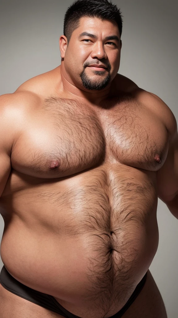 black hair, middle-aged man, individual, male, Muscular wrestler, muscular, Stout wrestler, Asian, Japanese, uncle, 55 year old middle-aged man, short hair, short hair, red wrestling boots, full body portrait, shadow, Vision, red briefs, obesity, 45 years old, short beard, middle-aged man, tattoo, fingerless gloves, Wheat skin, shiny skin, dark skin, Show your pectoral muscles, sumo wrestler, bodybuilder, wide temples, Visible abdominal muscles, Smile, Fine hands, solid color background, pure white background, Surrealism, Panorama, 8k, super detail,