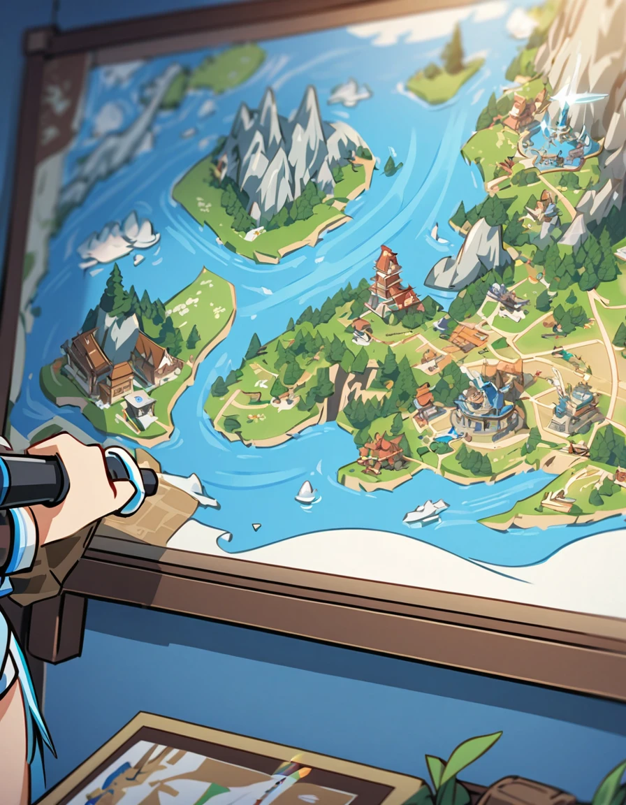 blue coast on the world map of games, The beauty of anime style drawing. A swordsman training with female soldier how to draw a sword