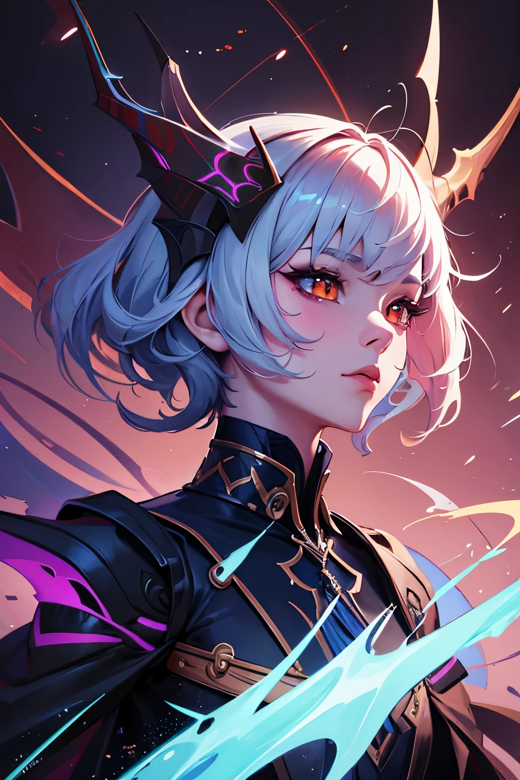 character, high resolution, digital art by loish + rossdraws + artgem + sandara, brush strokes, painterly, impressionist style, dorse, face, artistic, demon