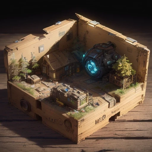 3598年Mars realistic model, (bifurcation, original photo, best quality, masterpiece:1.4),SteampunkCyberpunk6820 City,(CyberpunkMars light:1.3), Mars (related to land),(in a small nature box:1.3),Isometric, small nature, landscape on foundation,landscape,