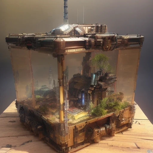 3598年Mars realistic model, (bifurcation, original photo, best quality, masterpiece:1.4),SteampunkCyberpunk6820 City,(CyberpunkMars light:1.3), Mars (related to land),(in a small nature box:1.3),Isometric, small nature, landscape on foundation,landscape,