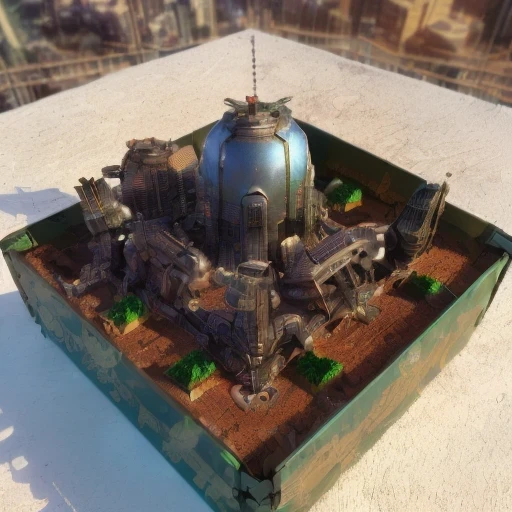 3598年Mars realistic model, (bifurcation, original photo, best quality, masterpiece:1.4),SteampunkCyberpunk6820 City,(CyberpunkMars light:1.3), Mars (related to land),(in a small nature box:1.3),Isometric, small nature, landscape on foundation,landscape,