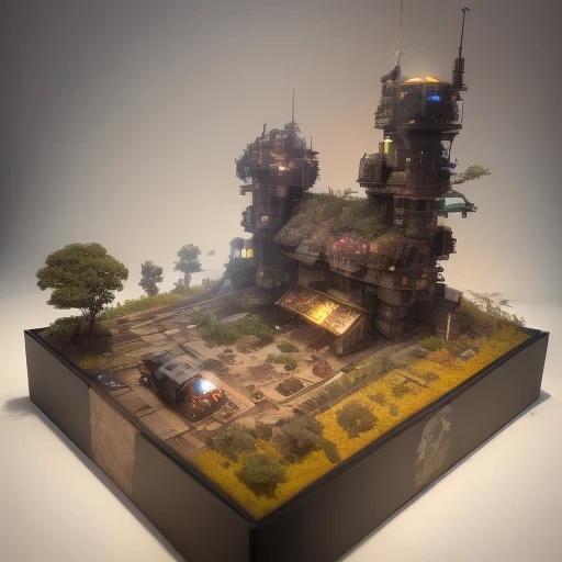 6598年Mars realistic model, (bifurcation, original photo, best quality, masterpiece:1.4),SteampunkCyberpunk6820 City,(CyberpunkMars light:1.3), Mars (related to land),(in a small nature box:1.3),Isometric, small nature, landscape on foundation,landscape,