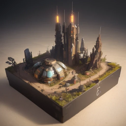 6598年Mars realistic model, (bifurcation, original photo, best quality, masterpiece:1.4),SteampunkCyberpunk6820 City,(CyberpunkMars light:1.3), Mars (related to land),(in a small nature box:1.3),Isometric, small nature, landscape on foundation,landscape,