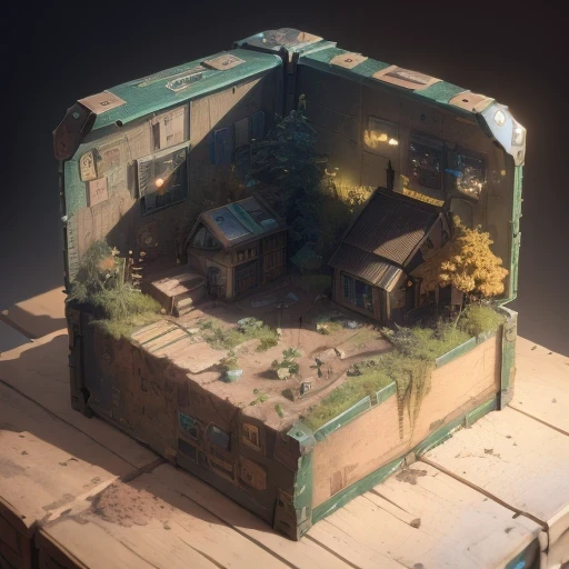 3598年Mars realistic model, (bifurcation, original photo, best quality, masterpiece:1.4),SteampunkCyberpunk6820 City,(CyberpunkMars light:1.3), Mars (related to land),(in a small nature box:1.3),Isometric, small nature, landscape on foundation,landscape,