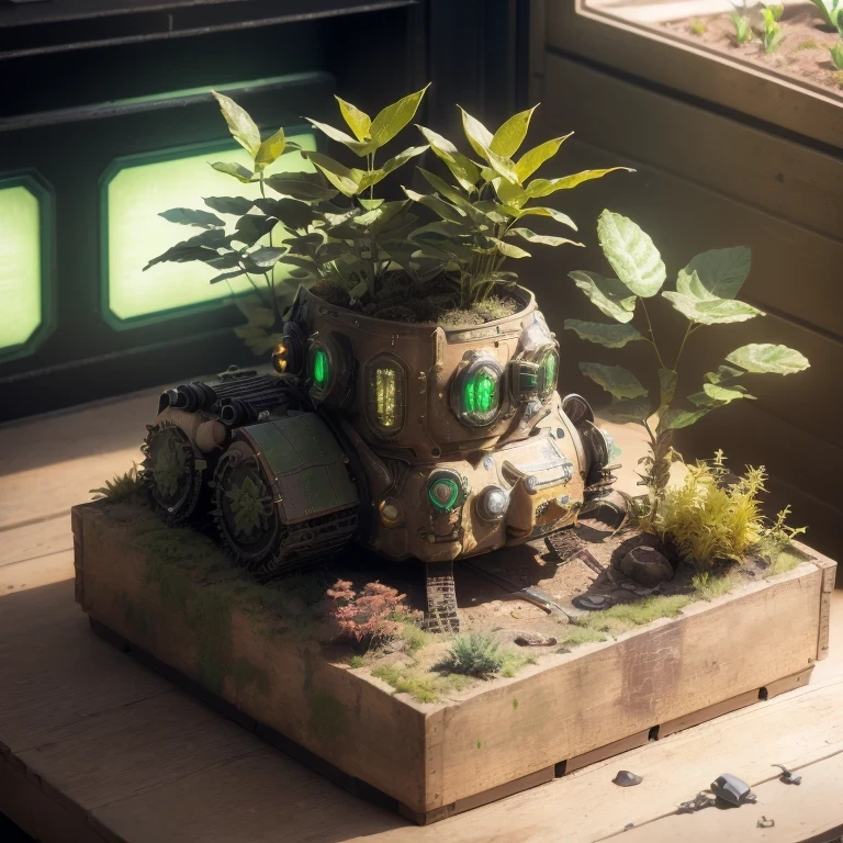 3598年Mars realistic model, (bifurcation, original photo, best quality, masterpiece:1.4),SteampunkCyberpunk6820 City,(CyberpunkMars light:1.3), Mars (related to land),(in a small atmosphere green plant landscape tank box:1.3),Isometric, small nature, landscape on foundation,landscape,