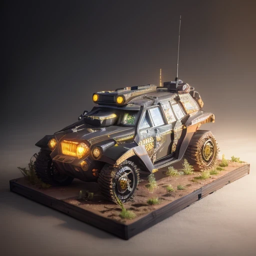 3598年Mars realistic model, (bifurcation, original photo, best quality, masterpiece:1.4),SteampunkCyberpunk6820 City,(CyberpunkMars light:1.3), Mars (related to land),(in a small 黑金丝 plant landscape tank box:1.3),Isometric, small nature, landscape on foundation,landscape,