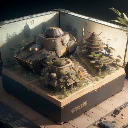 3598年Mars realistic model, (bifurcation, original photo, best quality, masterpiece:1.4),SteampunkCyberpunk6820 City,(CyberpunkMars light:1.3), Mars (related to land),(in a small 黑金 plant landscape tank box:1.3),Isometric, small nature, landscape on foundation,landscape,（（Ivory base））