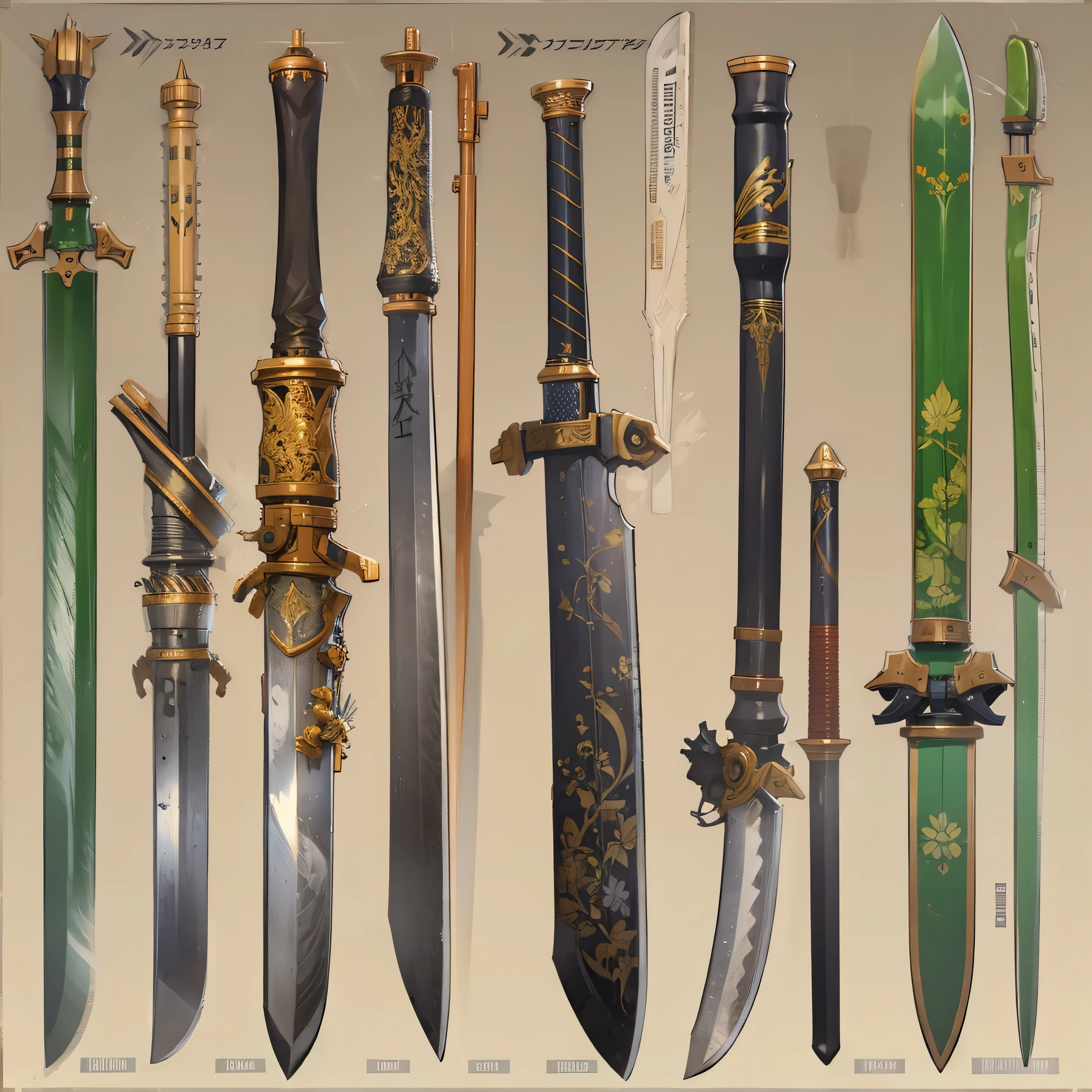 (((best quality))), (((masterpiece))), Weapons included in the Weapons Encyclopedia, Weapon Information Page, big knife, oriental sword