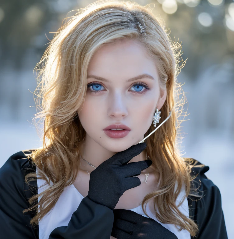1 miniature Beautiful beautiful woman - Yuan Sayuki, ((top quality, 8K, Masterpiece:1.retty woman, 1 woman, huge breasts:1.3, a slim body:1.1, lush GINGER short hair, (shower, wet body, wet clothes:1.1), very detailed face, detailed lips, detailed eyes, double eyelids, Detailed blue eyes, чрезвычайно Detailed Outstanding Blue Eyes, short GINGER wet hair, GINGER wet hair, Detailed Outstanding Blue Eyes, innocent look at the viewer, very wet wavy white hair, Detailed Outstanding Blue Eyes, huge cross earrings, Outdoors, badges behind, gothic maid uniform, sexy maid dress, bare chest, huge chest tattoo, detailed huge catholic cross earrings, chest tattoo, Outside, wear a silver cross (Detailed cross shape), reality mode, wet breasts, black necklace, human crowd behind, black latex gloves, hair of white snowy colour, night time, red neon lights, demonic nun, nimbus (golden lighting ring above her head), angel, snowy weather, sexy pose, white lingerie, black maid dress, flower wreath