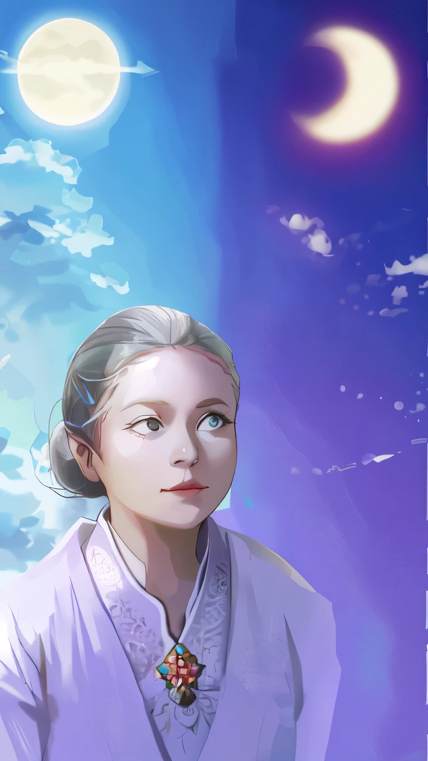Woman in white kebaya, hair tied in a bun