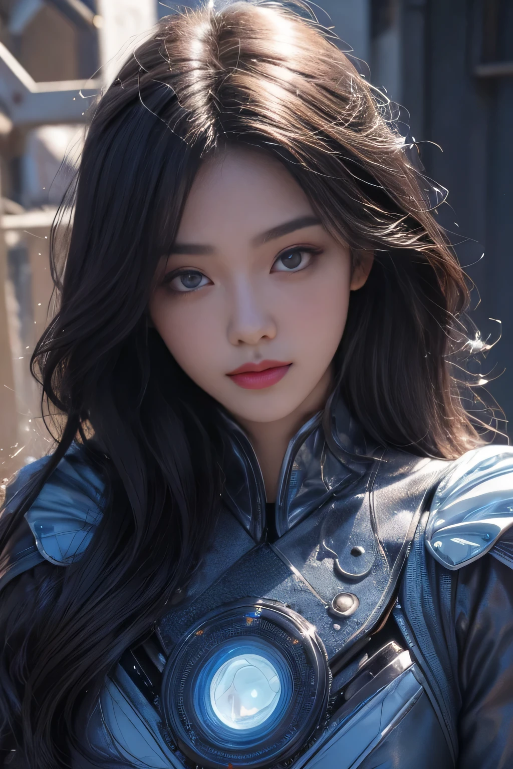 Highest image quality, outstanding details, ultra-high resolution, (realism: 1.4), the best illustration, favor details, highly condensed 1girl, with a delicate and beautiful face, dressed in a black and green mecha, wearing a mecha helmet, holding a directional controller, riding on a motorcycle, the background is a high-tech lighting scene of the future city. (ridiculous, high resolution, super detailed), 1woman, mature female, older, wavy long hair, russet hair, coral eyes, bangs, long sleeves, delicate eyes and delicate face, extremely detailed CG unity 8k wallpaper, intricate details, (style-swirlmagic:1.0), looking at viewer, solo, upper body, detailed background, close up, detailed face, (gothic dark ages theme:1.1), crystal sorcerer, dynamic pose, earth themed clothes, crystal crown, floating in the air, glowing magic fragments, surrounded by blue magic crystals, rock formations, stalactites, magic floating particles, crystal glass, crystal balls, crystal canyon background, (shallow water: 0.7), epic ethereal atmosphere, updraft, portrait