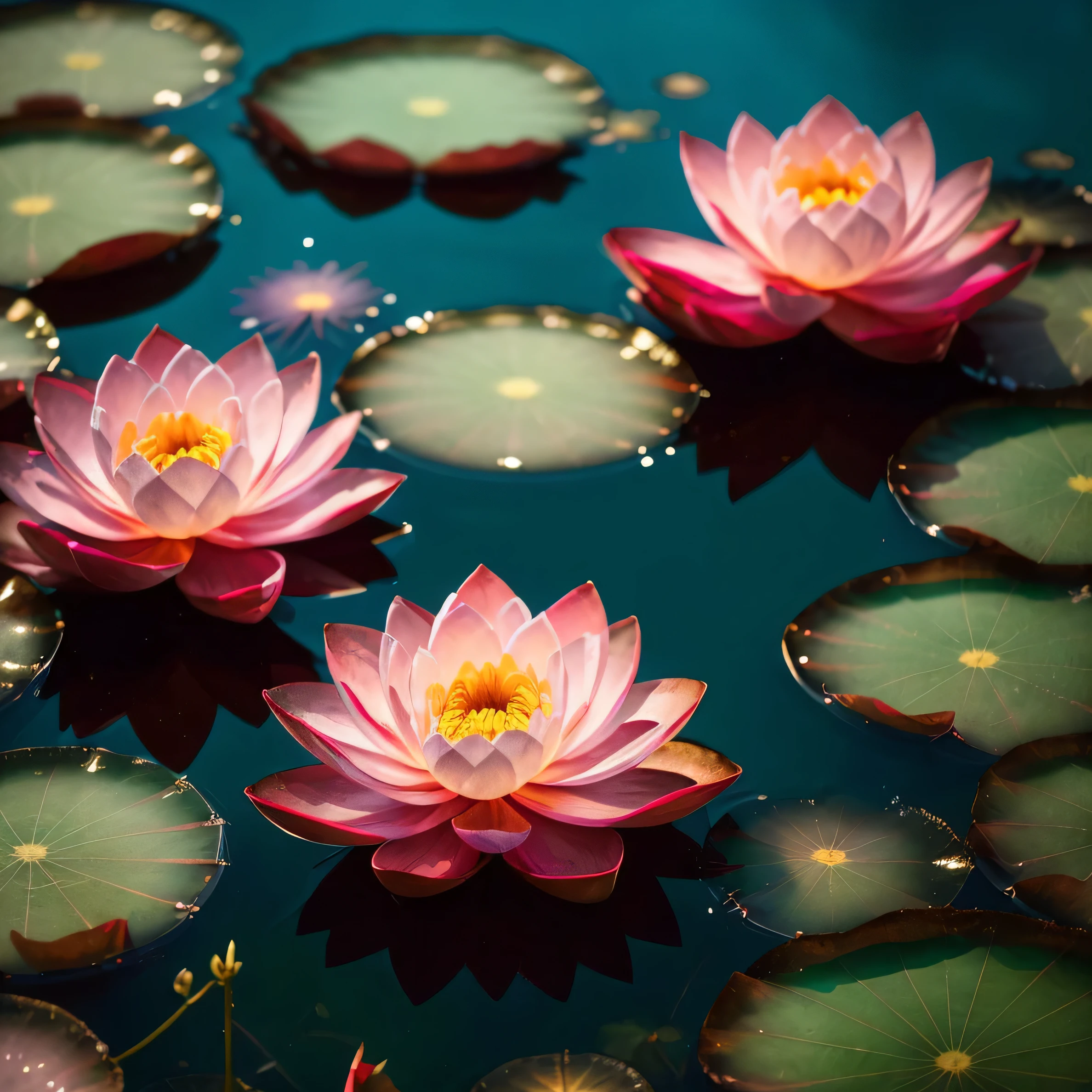 Beautiful Lotus Flower with the name "Janaki" gracefully floating on its surface, ((full bloom)), ((hydrated)), ((vibrant colors)), Lotus Pond, Front view, Close-up, High resolution, ((Sharp focus)), ((Soft lighting)), ((Detailed textures)), ((Serene atmosphere)), ((Water reflection)), ((Realistic depiction)), Lotus Temple, Name plate, Lotus symbolism, Indian culture, ((Bright colors)), ((Peaceful scene)), ((Deep focus)), ((High contrast)), ((Fujifilm XT-3 Camera)), ((Natural light)), ((Fujifilm XF 56mm Lens)), ((Adobe