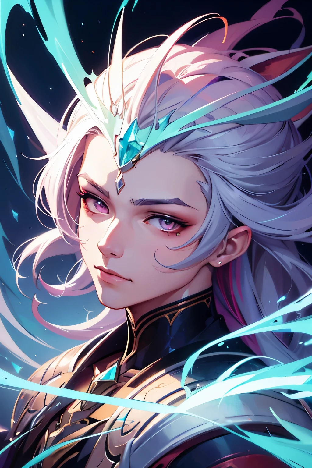 character, high resolution, digital art by loish + rossdraws + artgem + sandara, brush strokes, painterly, impressionist style, dorse, face, artistic, man, gems