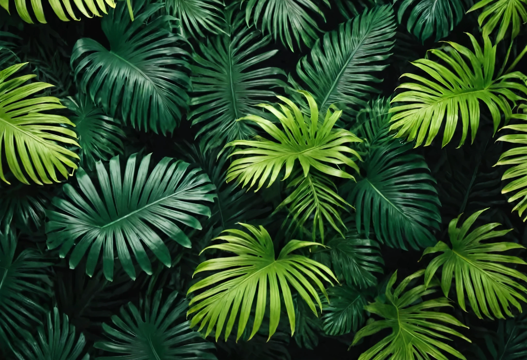 Fundo de floresta tropical verde mostera, folhas de palmeiras, exotic plants background, abstract and botanical foliage