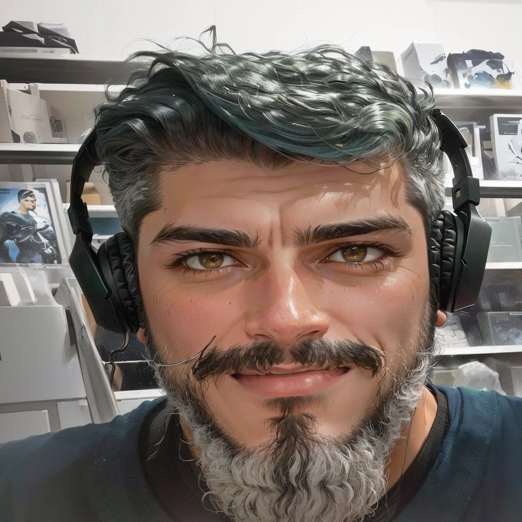 There's a man with headphones and a beard, david rios ferreira, luiz escanuela, edu souza, gui guimaraes, Pepe Moreno, com fones de ouvido, inspired by Antônio Parreiras, Michael Vicente, carmelo blandino, Ignatius Fernandez Rios, Pablo Dominguez, marc silvestri, imagem de avatar