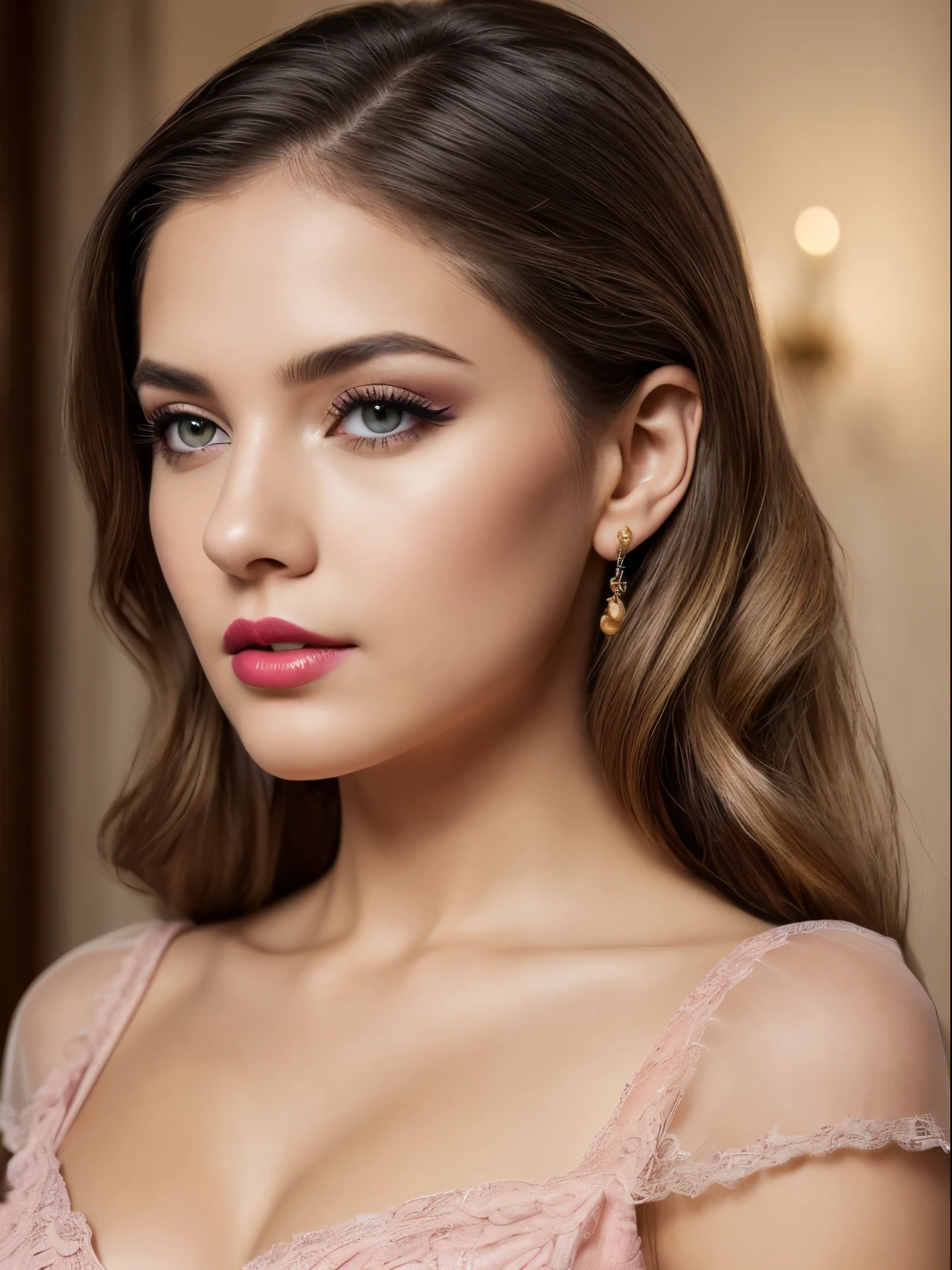 (Best quality,8K,A high resolution,Masterpiece:1.2, DSLR, 16k ),Ultra-detailed,(Realistic,Photorealistic,photo-realistic:1.37),Portrait, Creative style artwork, Historical, classical, Sophisticated, plethora of colors ,Highly detailed, Soft lighting, luxurious environment , black dress, there is young woman , girl wearing a red classy royal dress, performing a music video, slim fit (oval perfect shape, asymmetrical face structure, perfect proportion, almond eye type, hazal eye color, detailed eyes, yellow hair color, 34 inch breasts, hourglass figure, slim body, pale white skin tone ,sexy girl, 22 years old, soft wavy hair, looking away, attitude expression, professional makeup, pink lips)