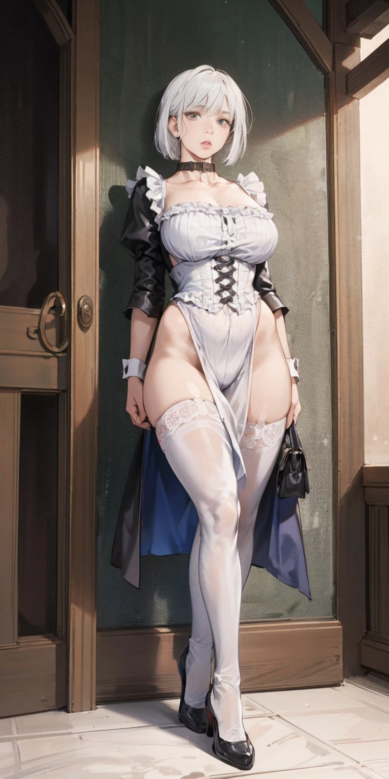 Senhora Dimitrescu,Bukkake milf,nude,a beautiful tall woman with long dark hair, large breasts, a mature attractive face, red lips, sultry eyes, wearing a long dress, standing in a dark gothic castle interior, dramatic lighting, baroque style, photorealistic, 8k, highly detailed, masterpiece