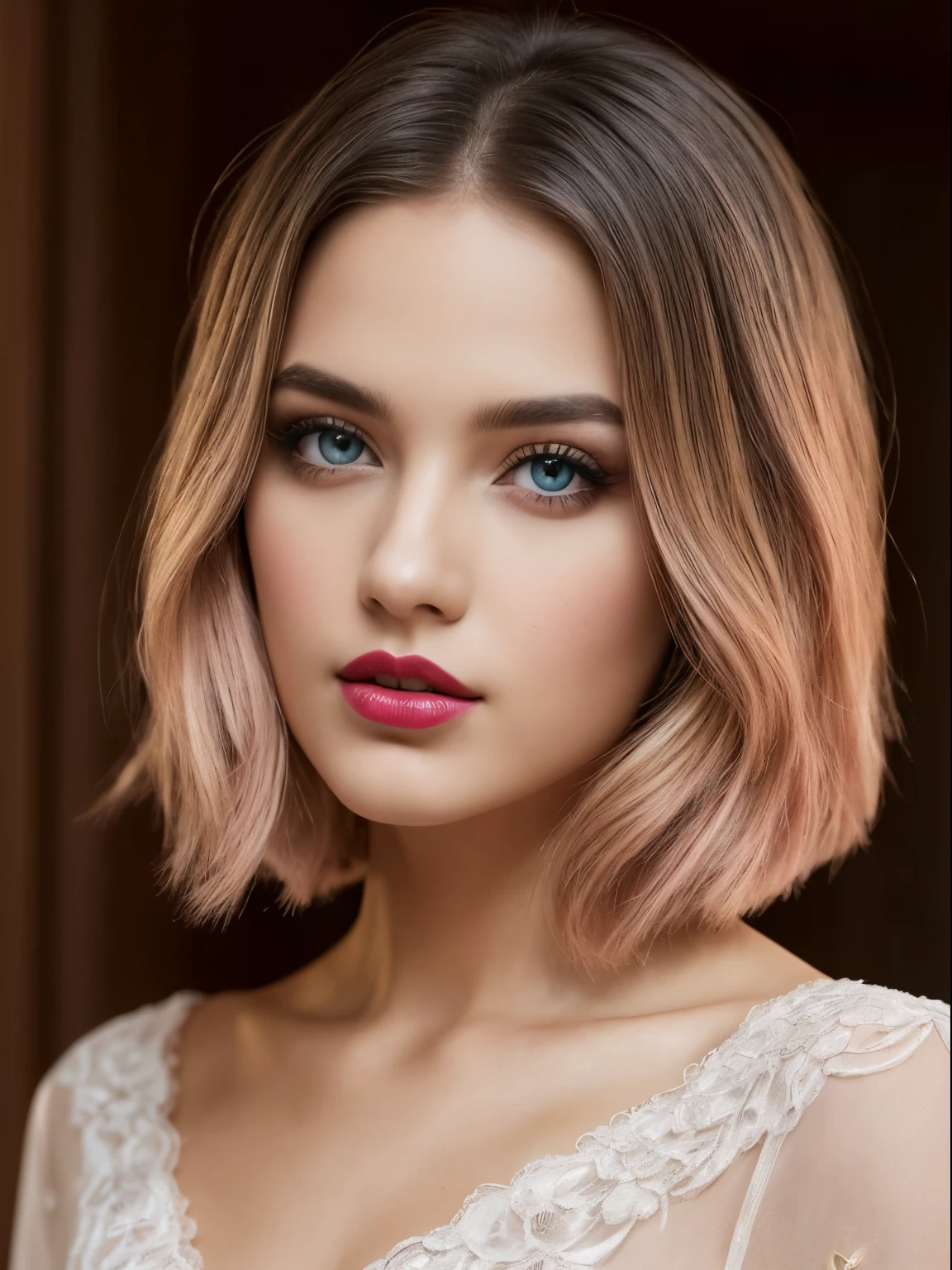 (Best quality,8K,A high resolution,Masterpiece:1.2, DSLR, 16k ),Ultra-detailed,(Realistic,Photorealistic,photo-realistic:1.37),Portrait, Creative style artwork, Historical, classical, Sophisticated, plethora of colors ,Highly detailed, Soft lighting, luxurious environment , black dress, there is young woman , girl wearing a red classy royal dress, performing a music video, slim fit (oval perfect shape, asymmetrical face structure, perfect proportion, almond eye type, hazal eye color, detailed eyes, yellow hair color, 34 inch breasts, hourglass figure, slim body, pale white skin tone ,sexy girl, 22 years old, soft wavy hair, looking away, attitude expression, professional makeup, pink lips)