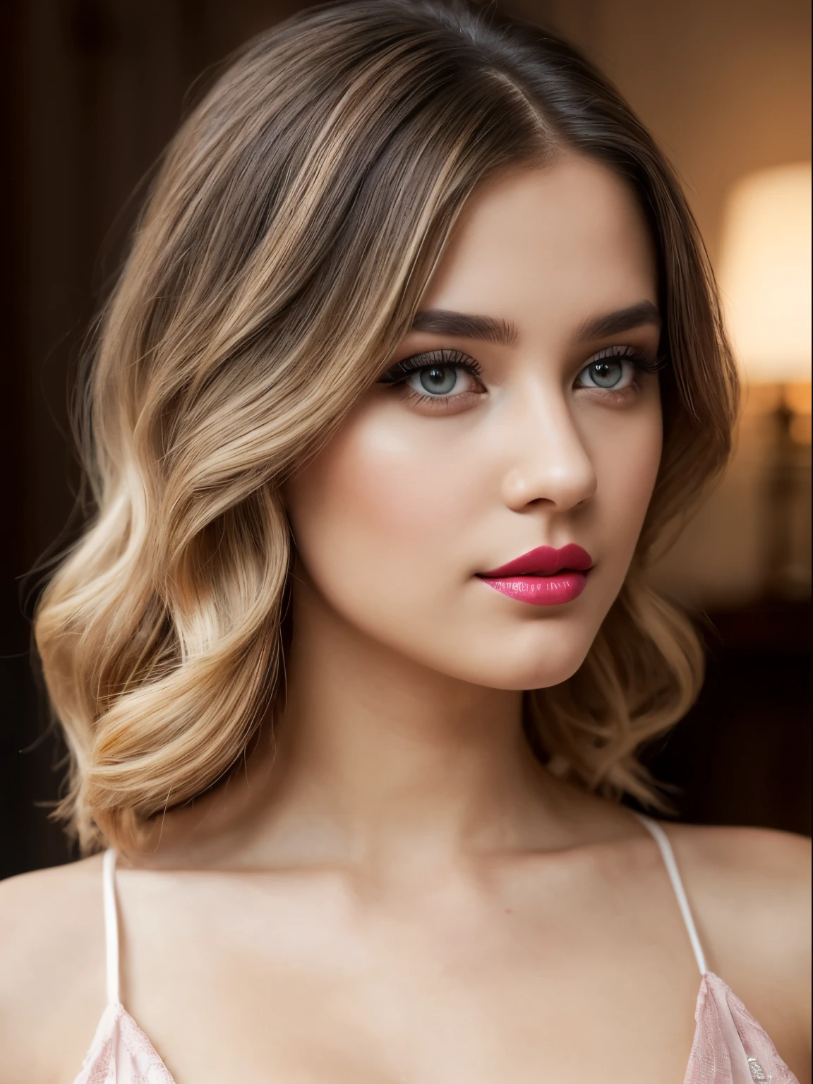 (Best quality,8K,A high resolution,Masterpiece:1.2, DSLR, 16k ),Ultra-detailed,(Realistic,Photorealistic,photo-realistic:1.37),Portrait, Creative style artwork, Historical, classical, Sophisticated, plethora of colors ,Highly detailed, Soft lighting, luxurious environment , black dress, there is young woman , girl wearing a red classy royal dress, performing a music video, slim fit (oval perfect shape, asymmetrical face structure, perfect proportion, almond eye type, hazal eye color, detailed eyes, yellow hair color, 34 inch breasts, hourglass figure, slim body, pale white skin tone ,sexy girl, 22 years old, soft wavy hair, looking away, attitude expression, professional makeup, pink lips)