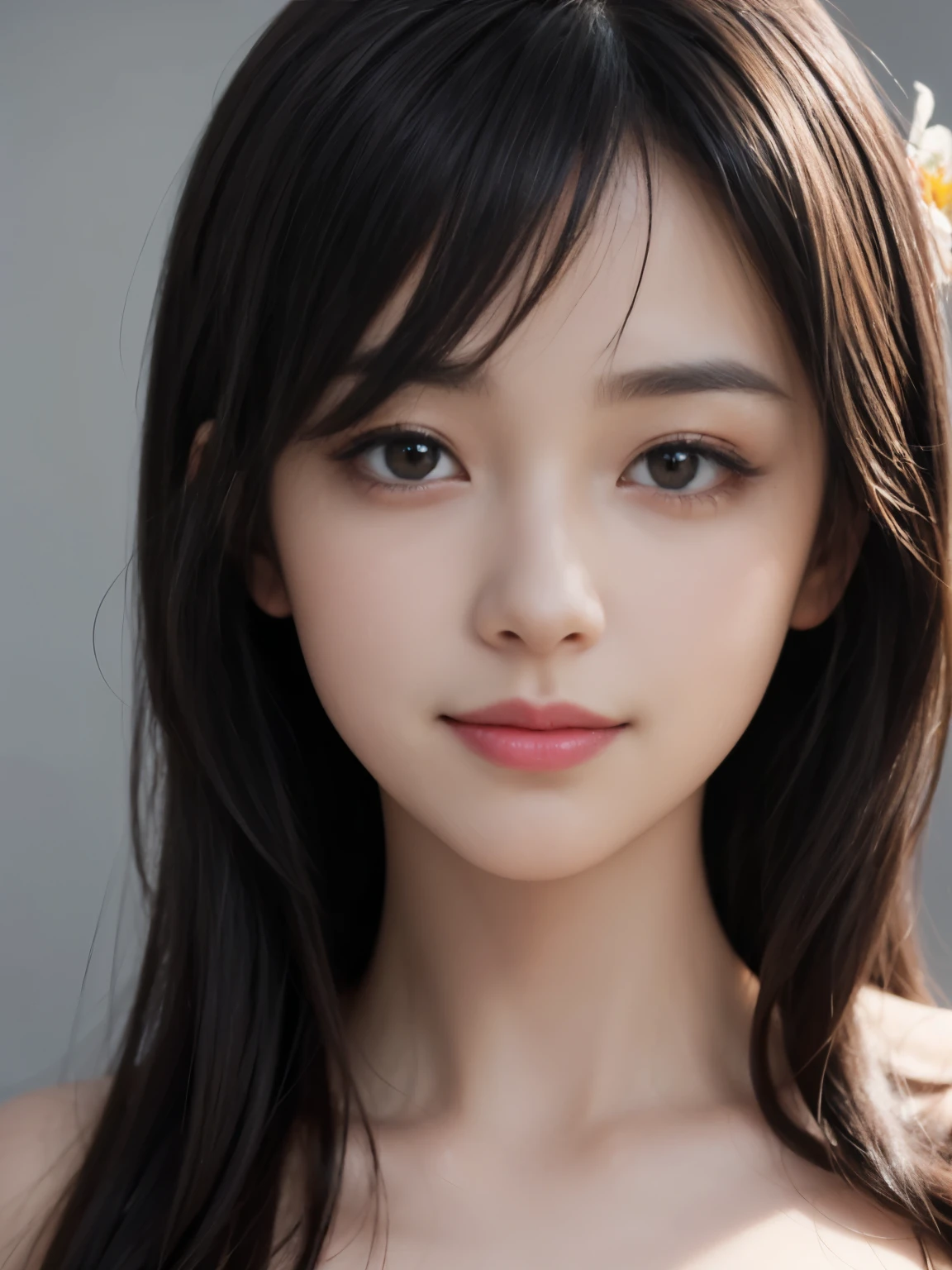 (ultra realistic) , (illustration), (increase resolution), (8K), (extremely detailed), (best illustration), (beautiful detailed eyes), (best quality), (ultra-detailed), (masterpiece), (wallpaper), (detailed face), solo,1 girl, looking at viewers, black straight hair, delicate details, in the dark, deep shadow, low key, pureerosfaceace_v1, happy smile, summer dress, full body, flower garden