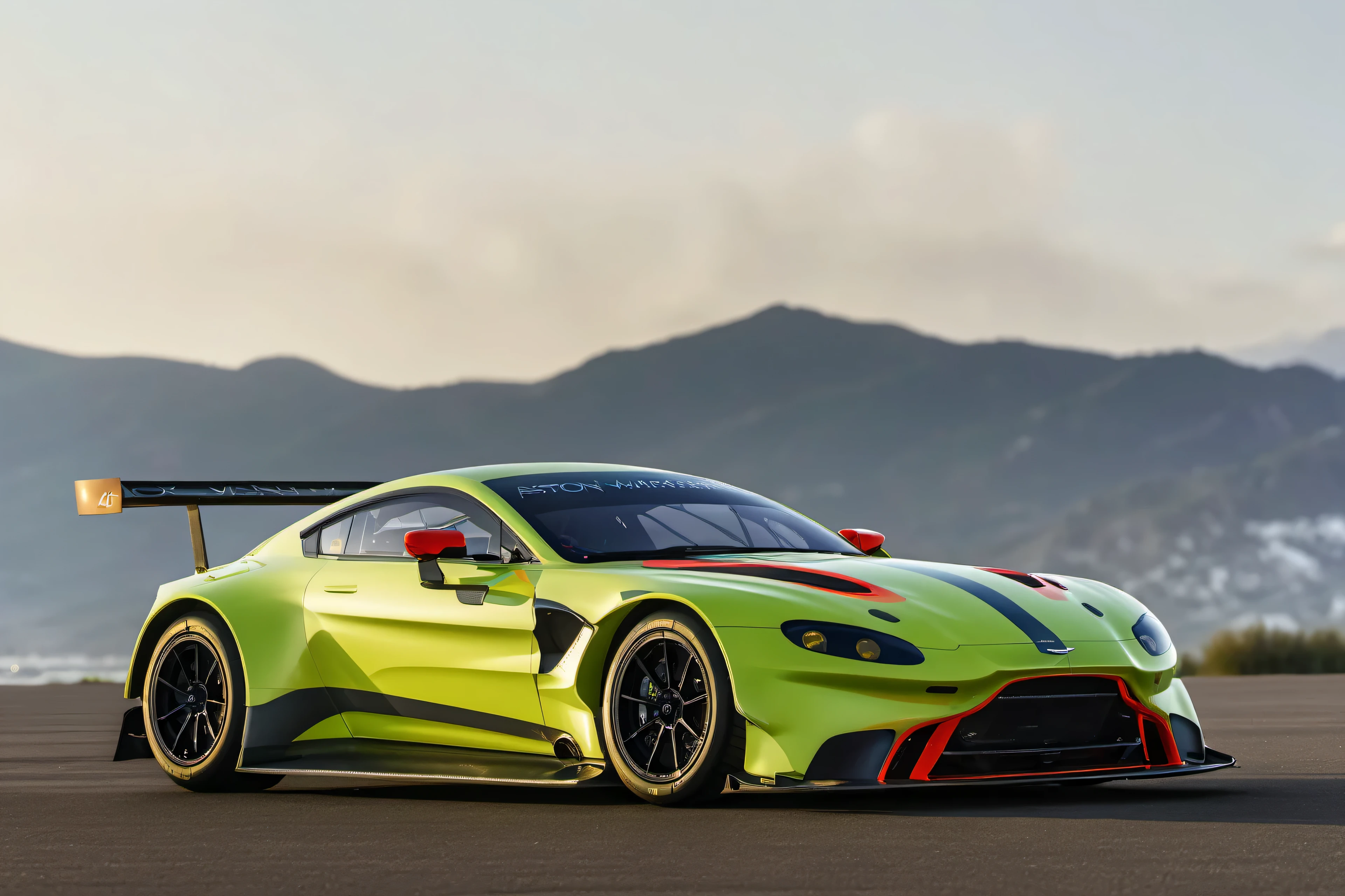 aston martin v8 vantage amr gte, cinematic lighting, award winning, masterpiece, (best quality:1.3), super detail, 4k, UHD, HDR