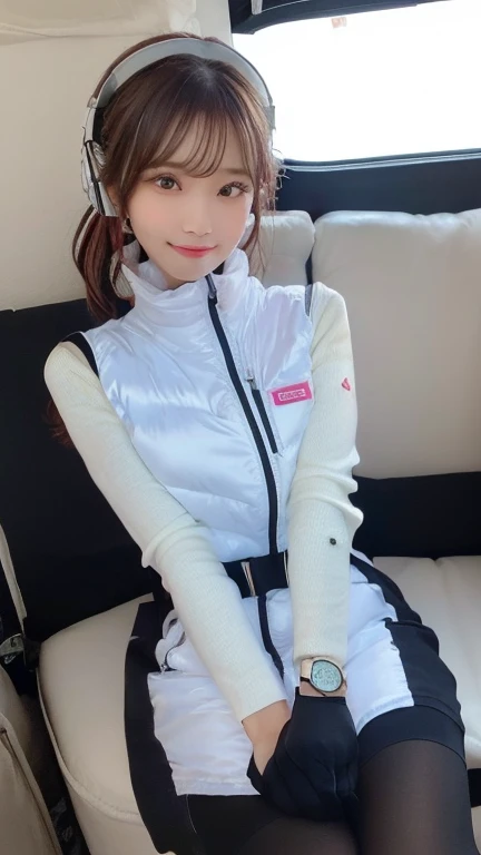 (masterpiece:1.5)、(Realistic:1.5)、(highest quality:1.4、8k、RAW Photos）、
Ultra-high resolution、Professional Lighting、Perfect dynamic composition、Photographed indoors、
Film Grain、chromatic aberration、(Bokeh:1.1)、
Frank、Sophisticated、charm、Ultra-realistic、Attention to detail、Golden Ratio、
(1 girl)、Slender girl、Delicate and charming girl、Cute Woman:1.4、
Serious expression、Looking at the audience、Sculptural installation、Sit on the sofa and relax、
Light brown hair、Shiny Hair、Hairstyle: Ponytail、
real skin、
Shut your mouth.、Beautiful Eyes、double eyelid、Thin arms、、
、Show off your thighs,(astrovest):5,(shiny white log downvest):3,BREAK ((Detailed face, Professional photography)), ((NSFW, zettai ryouiki, 1 girl)), Ultra-high resolution, (Realistic: 1.4), RAW Photos, highest quality, (PhotoRealistic Stick), concentrated, Soft Light, ((30 years old)), ((Japanese)), (( (Young Face))), (surface), (Depth of written boundary), masterpiece, (Realistic),(inside ISS):3, woman, ,astrovest:2,headphone:2,smartwatch,,bangs, ((1 girl)),(black sleeves):2,(black tights):2,inside spacestation,inside spacecraft,,zero gravity,smile,open leg,blush:1.5,hidden hands,neotech