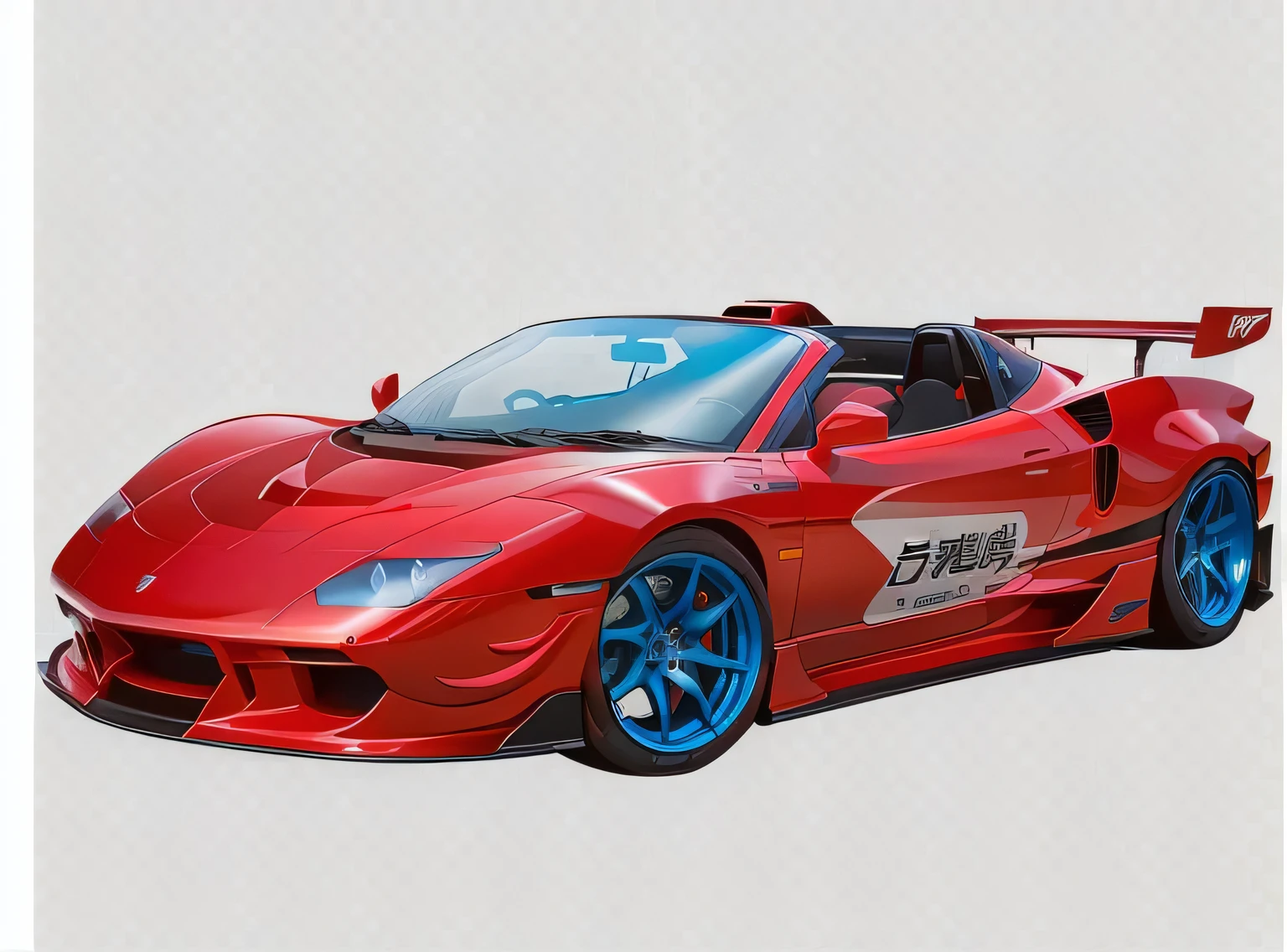 a cartoon red Sports Car with a blue roof, Anime Art Vehicle Concept Art, Draw like anime Racing hands, Car Concept Art, Super Sports Car, Red car, Art Deco Beyond Anime Aesthetics, Racing, Cartoon art style, Cartoon rendering style, Cartoon rendering art style, Sports Car, Racing, cel coloring vector art, Sports Car
