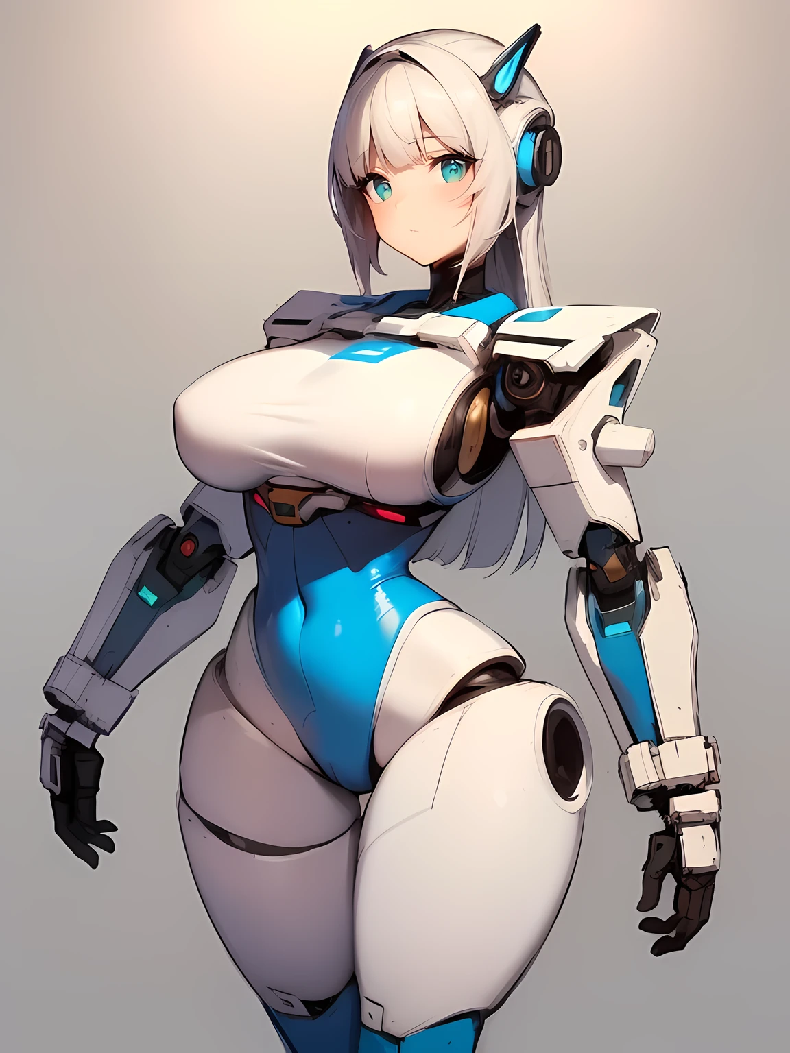 Cartoon image of woman in blue and white costume, Biomechanical , A mix of anime robots and organic matter, BoobsCyberpunk, Female body type, Cute Cyborg Girl, Perfect android girl, completely robot!! Cat girl, Anime Manga Robot!! Anime Girls, Female Robot, Robot Girl, Perfect anime cyborg woman, Female Mecha, Beautiful Caucasian girl cyborg