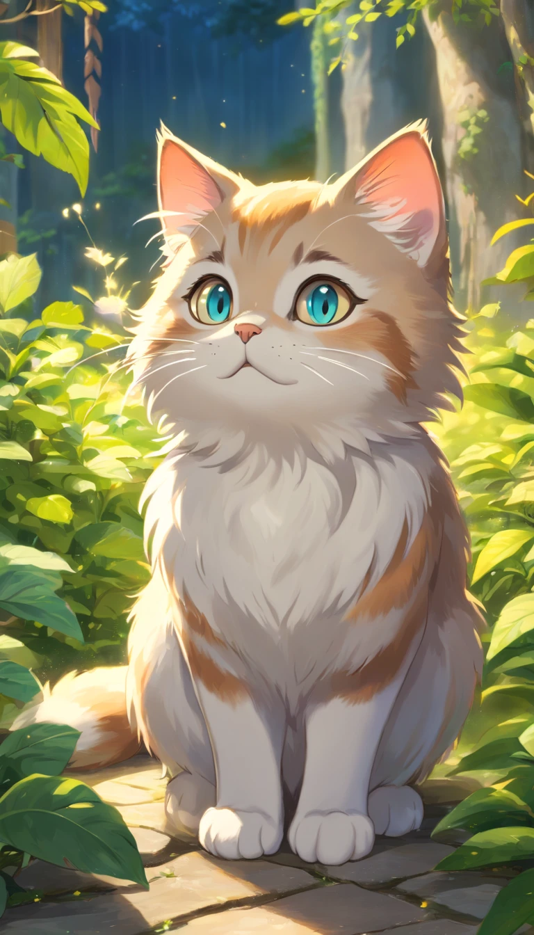 (top-quality,4K,8K,A high resolution,tmasterpiece:1.2),ultra - detailed,(Realist,Photorealist,Photorealist:1.37),Beautiful fece,A detailed eye,Detailed lips,The is very detailed,Beautiful fece,Naughty cat in the garden,brightened light,brightened light,magic lighting,Cute 3d rendering,Beautiful artwork,Bright lights,Amazingly bright light,beautiful digital art,adorable digital art,Cute cat,Capricious cat,Charming bright light,Captivating digital art,Beautiful and shiny creatures,Cute whimsical cat,Magic scene The cat's paws are raised