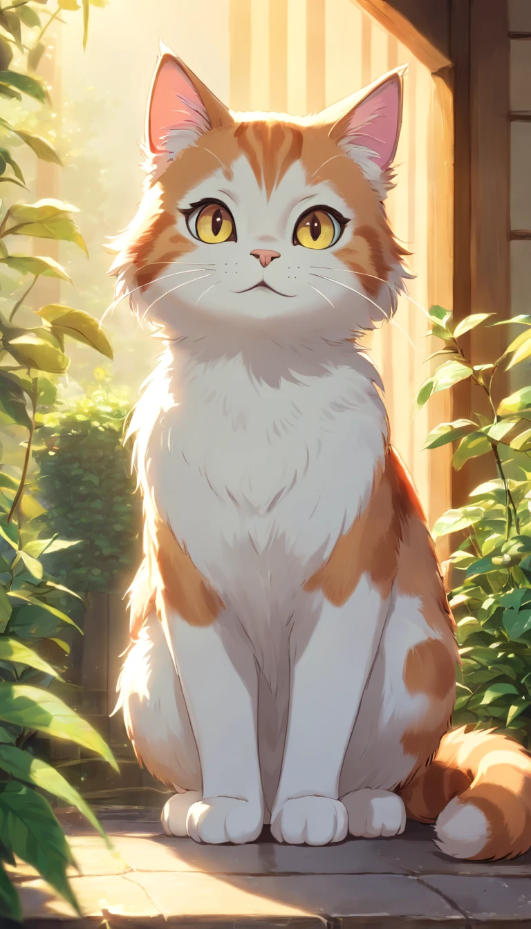 (top-quality,4K,8K,A high resolution,tmasterpiece:1.2),ultra - detailed,(Realist,Photorealist,Photorealist:1.37),Beautiful fece,A detailed eye,Detailed lips,The is very detailed,Beautiful fece,Naughty cat in the garden,brightened light,brightened light,magic lighting,Cute 3d rendering,Beautiful artwork,Bright lights,Amazingly bright light,beautiful digital art,adorable digital art,Cute cat,Capricious cat,Charming bright light,Captivating digital art,Beautiful and shiny creatures,Cute whimsical cat,Magic scene The cat's paws are raised