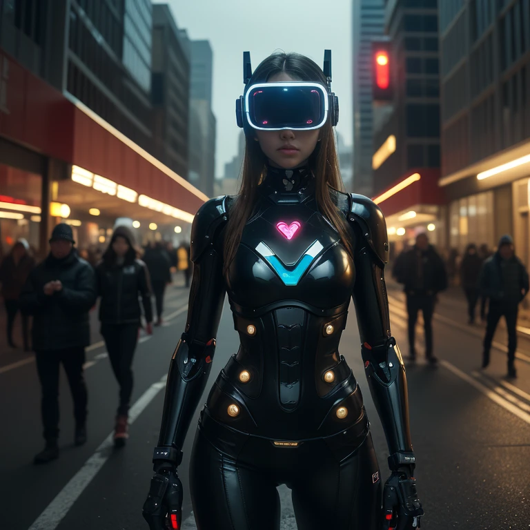 (highest quality、4K、8k、High resolution、masterpiece: 1.2)、Very detailed、(Genuine、photoGenuineistic、photoGenuineistic: 1.37)、SF、Beautiful young woman、Bounty Hunter、Cybernetic Weapons、Cyberspace、High-tech City、Shining neon lights、((Futuristic Fashion))、((Fits perfectly to the skin, Revealing clothing))、Mythical creatures、Intense action、Fast-paced、Exciting soundtrack、explosion、advanced technology、Crisp contrast、Gritty atmosphere、Black Market Trading、Skyline at night、Steampunk elements、Laser gun combat、Hidden alleys、hovering drone、Enhanced Vision、The unforgiving metropolis、Cybernetic Implantysterious informant from a secret organization、High Speed Chase、Impressive acrobatics、Colorful holograms、urban exploration、Virtual Reality Navigation、A diverse and multicultural society、Dystopian society、 Crowded street、hole々skyscraper、Android Companion、Illegal cybernetic modifications、A heart-pounding adrenaline rush、Heroic determination、House Trojek、、mynatalee woma、cr1r3、ahud