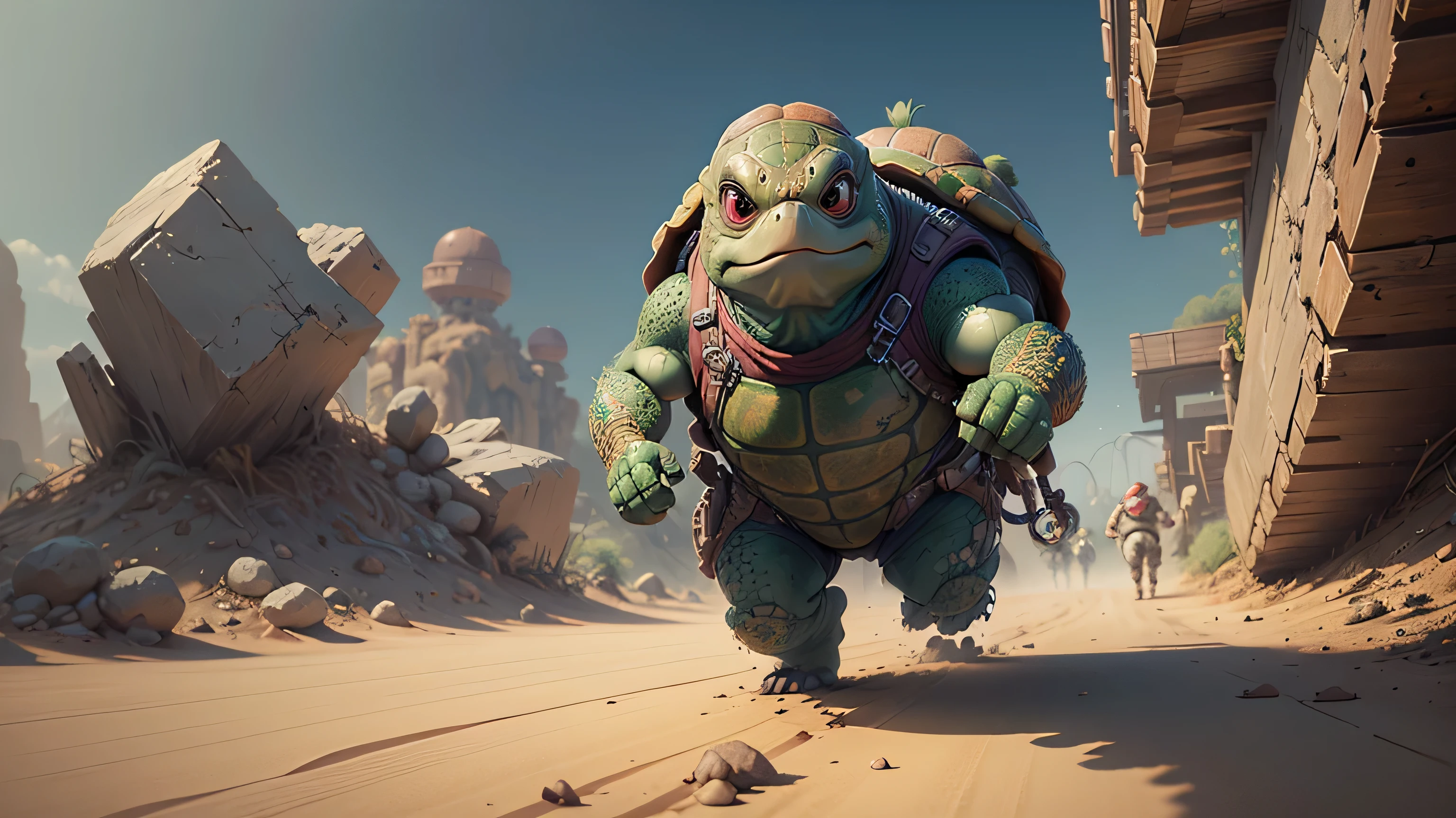 turtle, character, cartoon, Run, realistic, fantasy