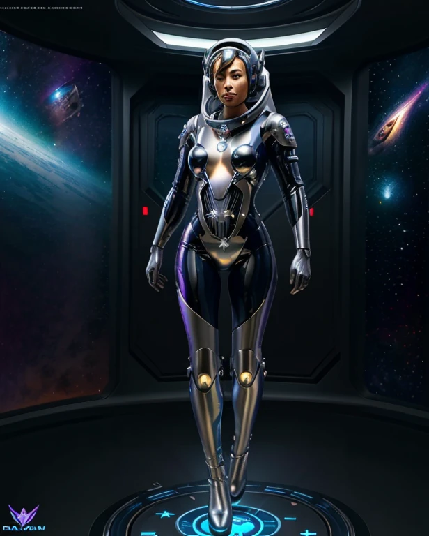 there is a picture of a woman in a space suit, fully space suited, detailed full body concept art, eva unit-00 in the back, futuristic starship crew member, clothed in space suit, scifi character, full body concept art, clothed in cyber armour, space pressurized suit, full portrait of electromancer, full body concept
