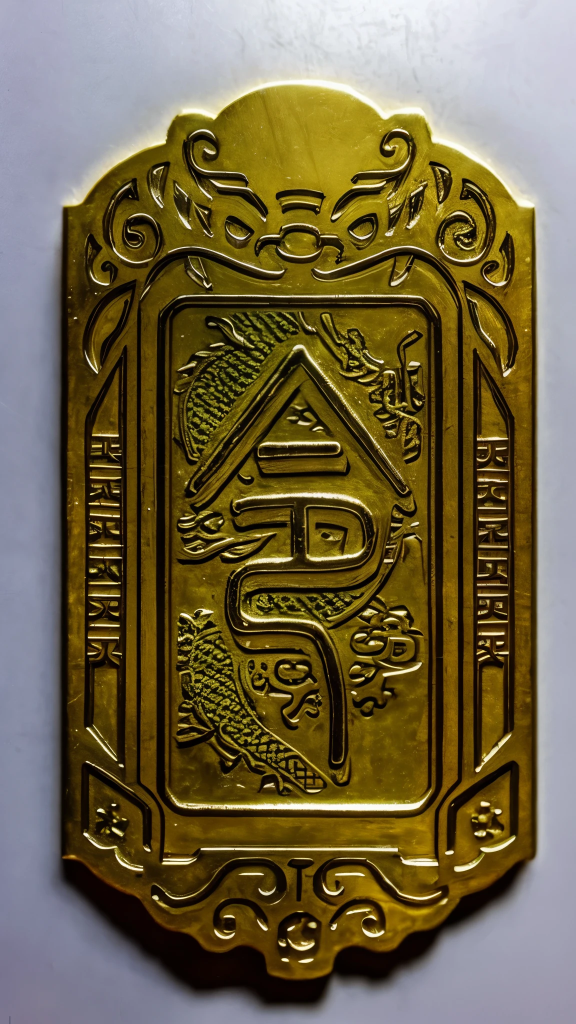 a close up of a coin with chinese writing on it, coin, song, In line with Chinese aesthetics, traditional Chinese, Yuanyou, style of guo hua, Close-up of the amulet, Mark of Destiny, hua cheng, coin of secret society, Chinese Arts, Golden Chinese text, Inspired by Dong Yuan, qiangshu, chi-gong