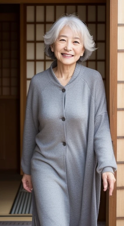 70-year-old woman in Japan、clothes、Ageing、Gray Hair、Overseas Indoor