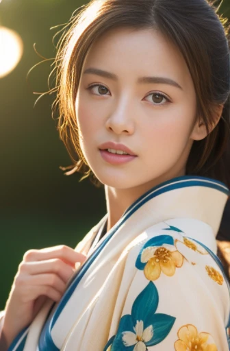 (masterpiece:1.2), Super detailed, Ultra-high resolution, (Realistic, photo Realistic:1.37), High-definition RAW color photos, Professional photos, Very delicate and beautiful, Very detailed, 8k wallpaper, wonderful, In detail, Large file size, Very detailed beautiful girl, Very detailed face, Very detailed eyes, Very detailed skin, Very detailed fingers, Very detailed nose, Very detailed mouth, Perfect Anatomy, Very detailedな背景, (Famous Japanese actresses:1.2), Brown Hair, Sunburned skin, (Improve:1.3), Cinema Lighting, (whole body:1.3), (Flower pattern kimono:1.3),