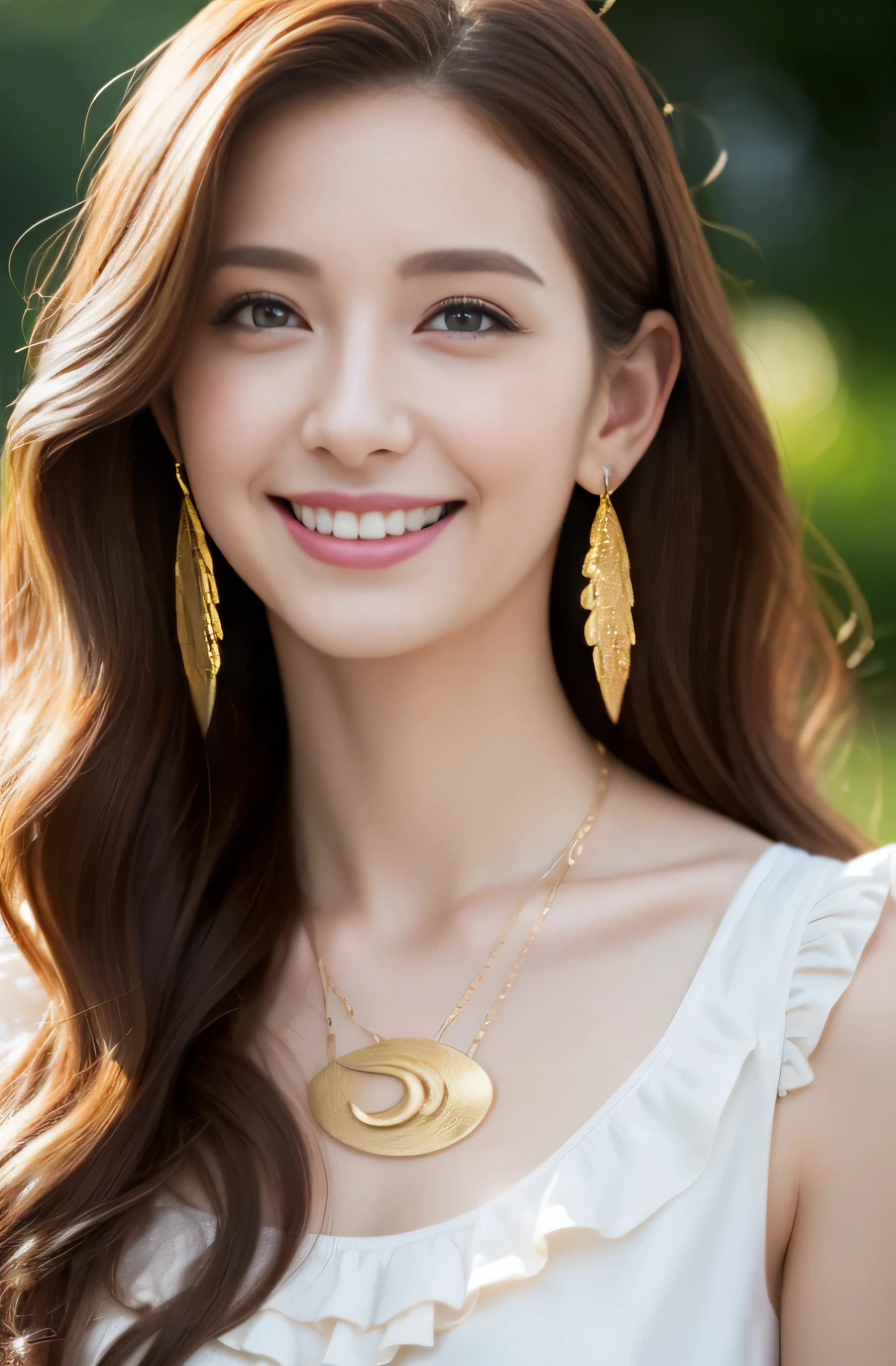 High quality finger, Normal hand, Finger details,masterpiece, (Realistic, photo-Realistic:1.37), (22-year-old female), league of legends katalina, Medium Chest, Small waist, Dark Redhead, blue eyes, Beautiful Face, Perfect lighting, Fine and beautiful eyes,Looking at the audience, Stunningly beautiful woman, Detailed hairstyle, Detailed Background,Shorts, Detailed fantasy backgrounds, (Sweat:1)、((Loosely inward wavy hair:1.2)),((Gold Necklace_Large earrings:1.2)),((Extra long brown hair:1.2))((A shy smile:1.3)),((wearing frilled white shirt:1.3))