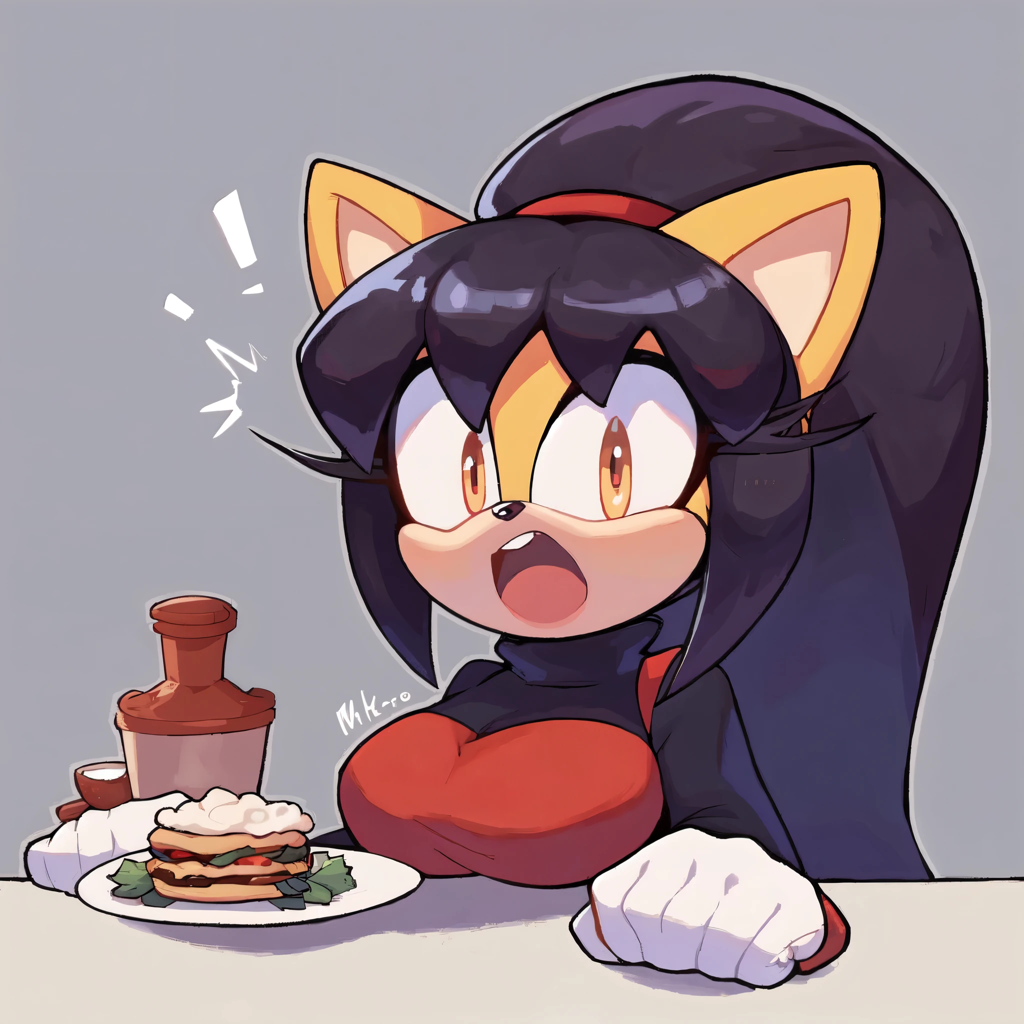 score_9, score_8_up, 2D, flat color, cafe background, looking at viewer, 1girl, very detailed, extremely detailed, honey the cat from the sonic the hedgehog series, portrait, cut off body, shocked expression, puzzled expression, sound lines, open mouth, makeup, light on the lipstick, hair down, long hair, turtleneck sweater, sitting at table, on a date, large bust, milf
