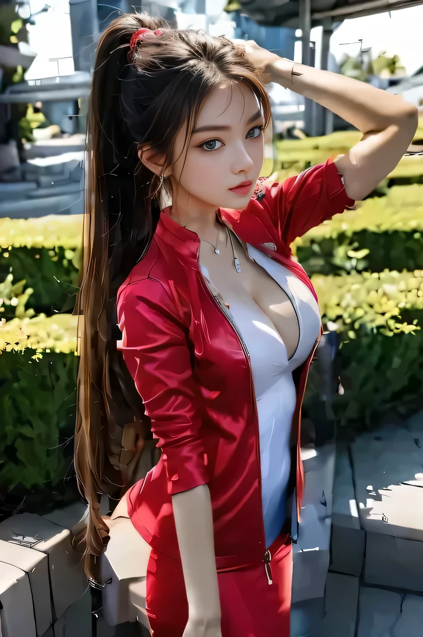 Hair tied up、Earrings、Young Asian Woman、Blue Eyes、Captivating look、