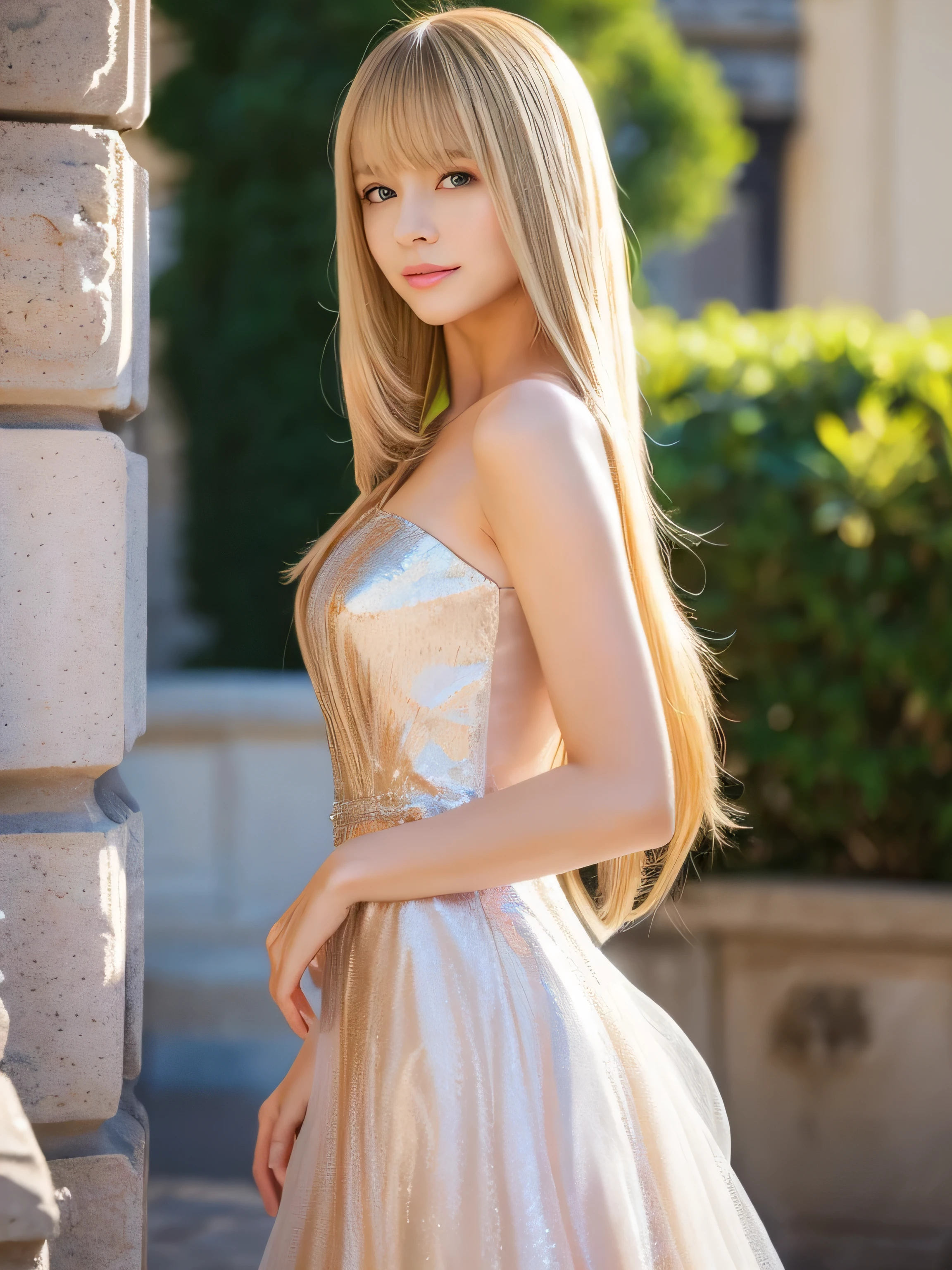 ((whole body)) (big 1.4) Beautiful Fantasy Girl ((highest quality)), ((masterpiece)), (Get used to it), Perfect Face (1 girl) (French) (she 、The cutest teen in France.) ((highest quality)), ((masterpiece)), length blonde hair length, Shining golden hair,Golden Silky Hair, Straight blonde hair, length blonde straight hair, Perfect silky straight hair, Straight blonde hair, length blonde hair, Her hair is long and straight., detailed length blonde hair ((big 1.4)) Super Long Hair down to the ankles ((Neat bangs The neatly trimmed bangs are princess cut and cover the entire forehead......))... Bright crimson lips good, Anatomically correct hand Thin fingers Anatomically correct five fingers Sexy professional makeup Beautiful French girl face, French facial features, Long Hair shiny Long Hair, length, Shining golden hair, length, Straight Golden Hair, Her hair is long and straight., Super Long Hair girl, Silky Hair, length blonde hair, Silky Hair, length, Flat Hair, Silky texture, Long Hair, length, flowing blonde hair, thin and shiny hair Anatomically correct、White beautiful human skin and detail of hands and fingers Beautiful Eyes Mouth Details the corners of the mouth rise slightly Cool look (The eyebrow color is dark brown.) (Yellow dress posing for a picture, Disney Portraits, tumbler, shin hanga, wearing organza gown, dressed beautiful gown, lady using Yellow dress, color: Yellow, A woman wearing a sparkly floral dress, elegant Yellow skin, gown, Fantasy Dress, Formal Wear, light Yellow beautiful gown, Yellow theme ) (A church with high quality stained glass..) (she'Random Pause) (Random model standing pose)