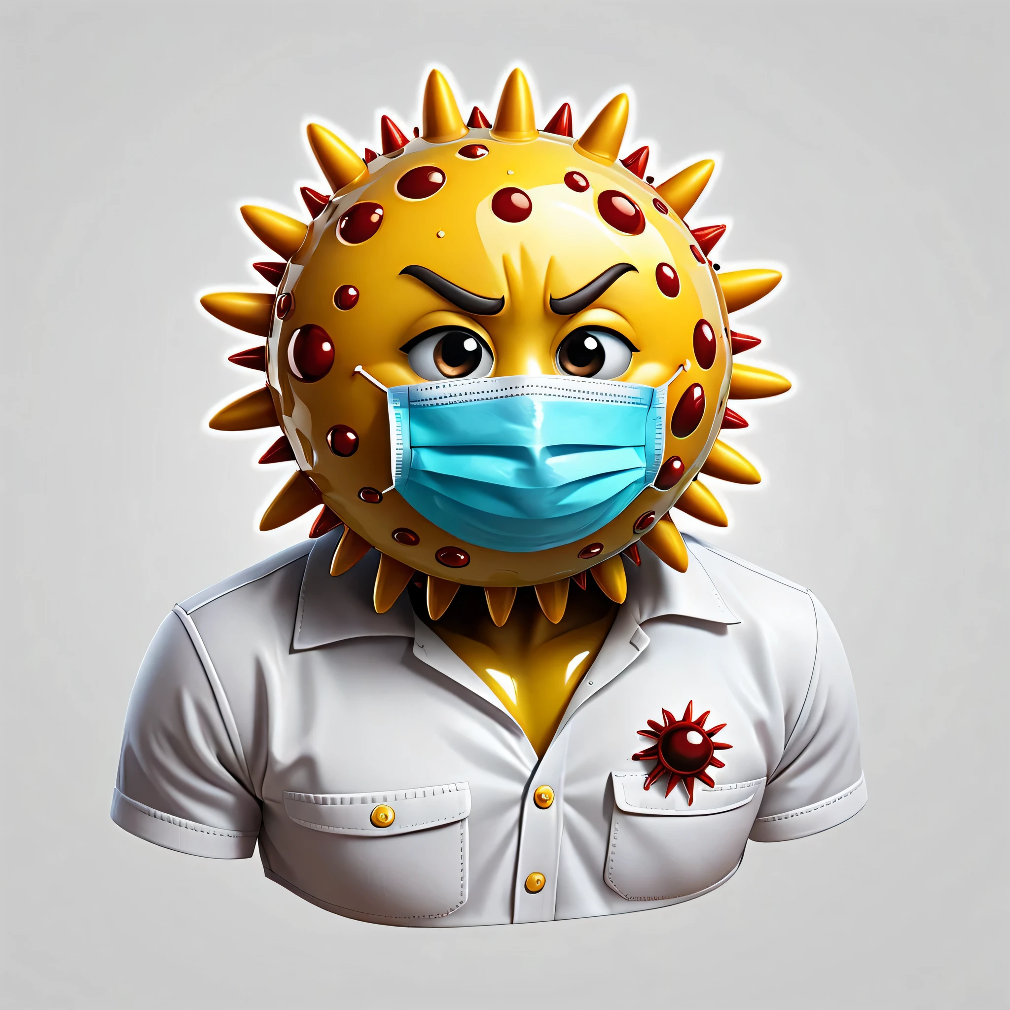 create a flu virus emoticon that makes your chest tight with a transparent background