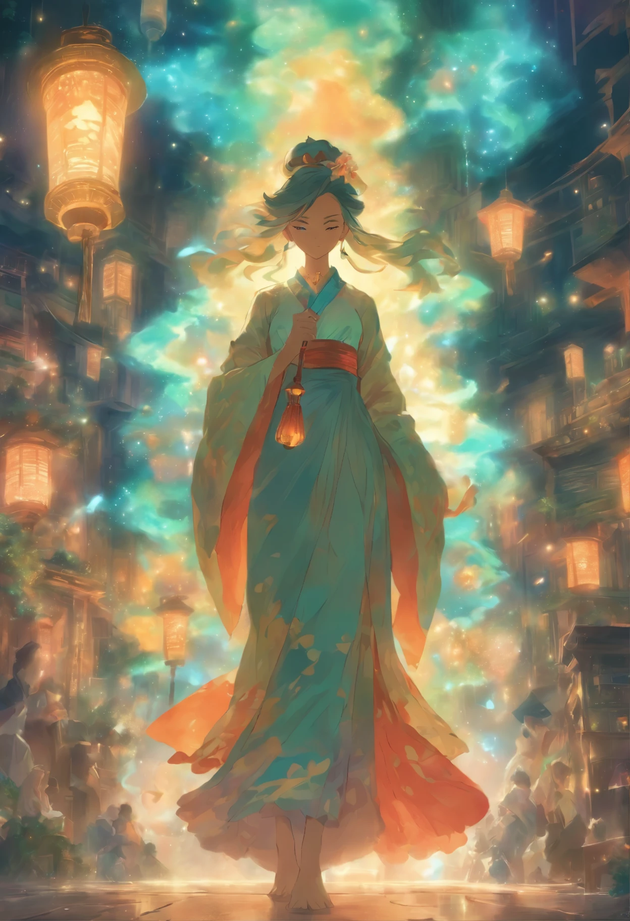 a woman in a long dress holding a scale and a lamp, by Max Buri, by Kyle Lambert, jen bartel, very coherent stylized artwork, by Android Jones, by Craig Thompson, by Andrée Ruellan, by Juan Villafuerte, by Ryan Pancoast, by Pedro Pedraja, inspired by Petros Afshar, bastet