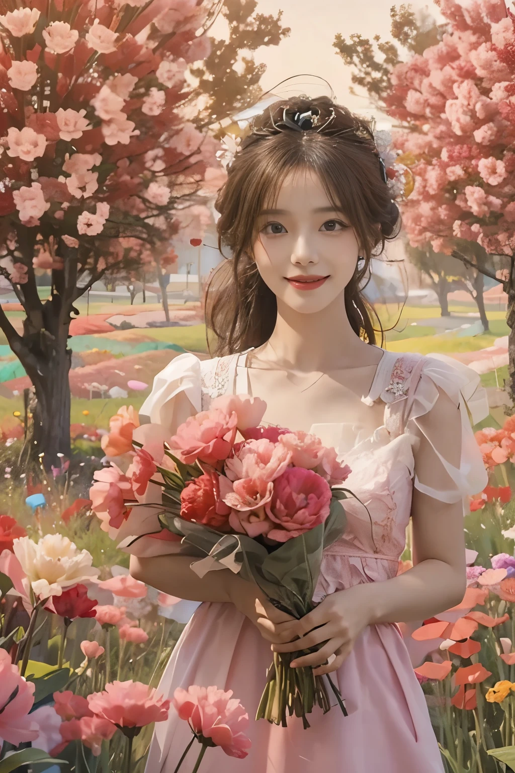 Sea of wildflowers with white petals