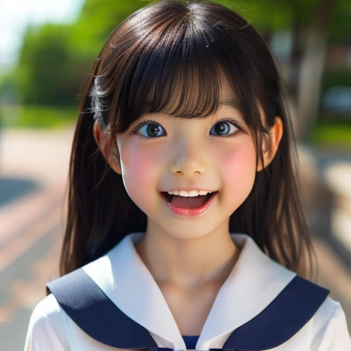 Japanese,s old,Innocent Profile,look up,Please open your mouth wide,Sticking out tongue,Showing tongue,cute,Summer sailor uniform,Summer clothes,Shortcuts