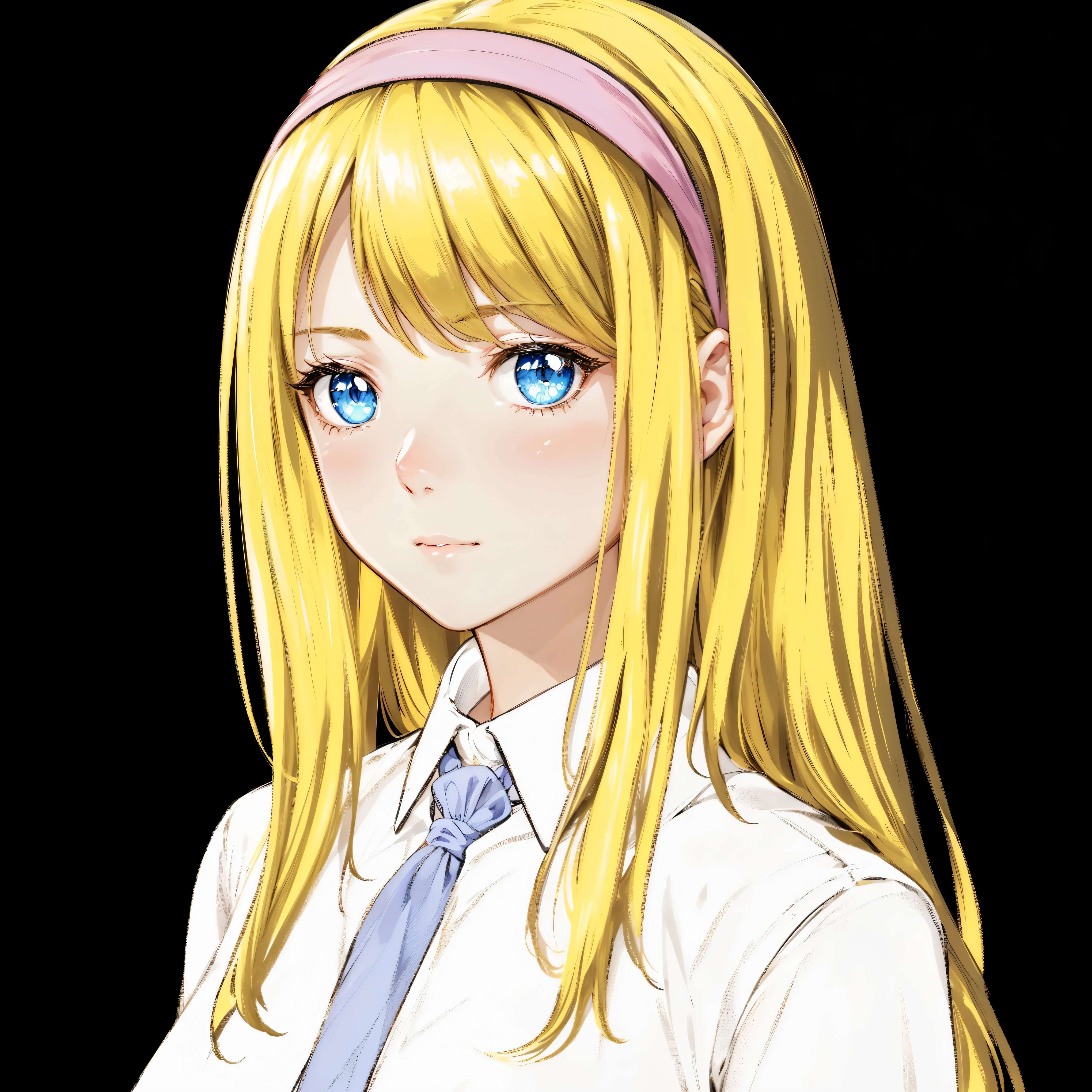 (best quality,4k,8k,highres,masterpiece:1.2),ultra-detailed,(realistic,photorealistic,photo-realistic:1.37),anime girl,blonde hair,blue eyes,white shirt,long hair,blue background,soft lighting,subtle shadow,gentle smile,innocent expression,detailed facial features,sparkling eyes,delicate eyelashes,flowing hair,fantasy style,colorful palette,soft pastel tones,shading and highlights to enhance depth,dynamic pose,peaceful atmosphere,stylish clothing and accessories,artistic illustration,stylish anime girl,Beautiful blue eyes with a hint of mystery,gorgeous blonde hair flowing in the wind,crisp white shirt with intricate details,fine lines and textures to add realism,subtle wind blowing her hair and clothes,expressive eyes that convey emotions,attention to small details like strands of hair and folds of clothing,playful and vibrant color scheme to create a lively scene,rich textures to bring out the anime girl's personality,ethereal and dreamy atmosphere,attention to lighting to create a soft and serene ambiance,masterful brushstrokes that capture the essence of anime girl,charming and captivating artwork,invites the viewer to imagine the anime girl's story and personality.