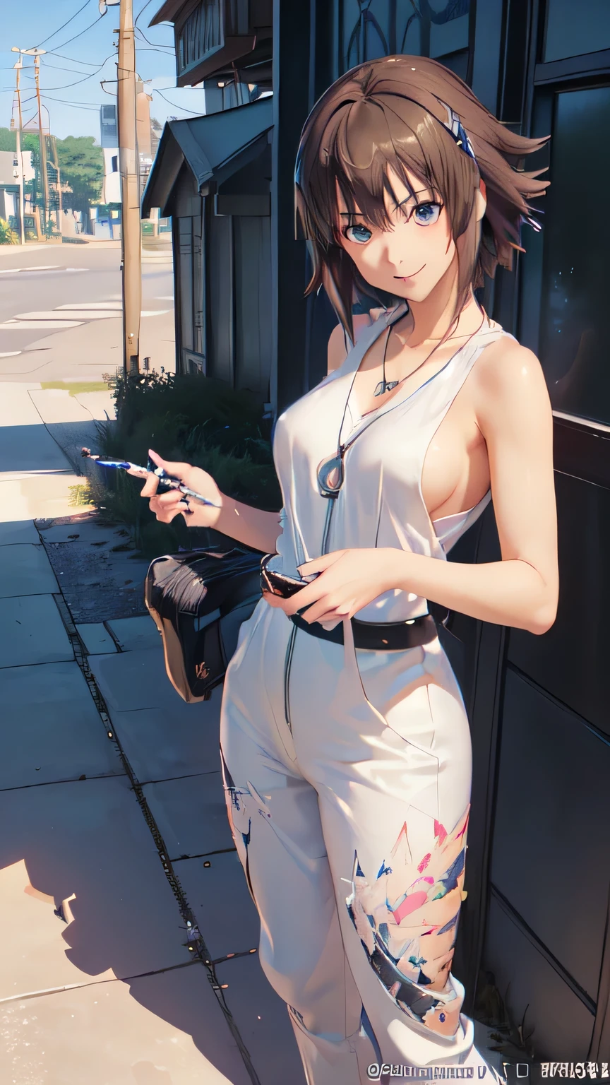((Final Fantasy (Yuna), (young girl, , full body, naked body, dark hair, light skin, scarlet lips, smile; black, expressive playful eyes, long eyelashes)). ((Anime girl with brown hair hair and white dress with necklace, beautiful character painting, soft anime computer graphics, realistic anime art, beautiful anime woman, Cyberpunk, futurism, tight jumpsuit, anime girl rendering, Makoto Shinkai and Artgerm, realistic 3D anime style, anime realism style, digital art in anime style, beautiful anime girl)), (style, very beautiful young girl)). ((High quality, masterpiece)).very sexy, 75 % nsfw, 60% nude