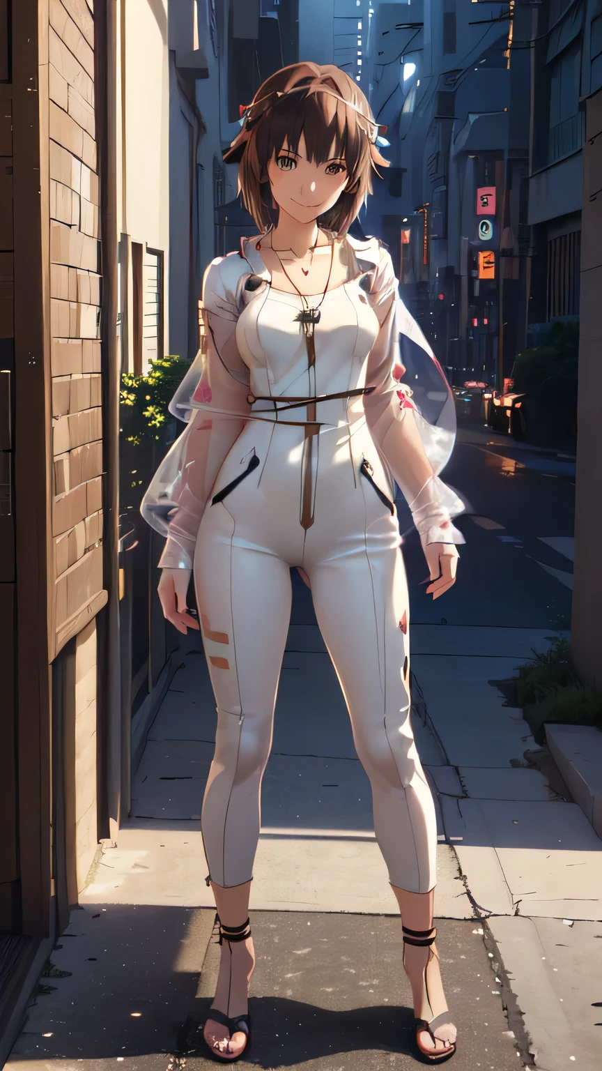 ((Final Fantasy (Yuna), (young girl, , full body, naked body, dark hair, light skin, scarlet lips, smile; black, expressive playful eyes, long eyelashes)). ((Anime girl with brown hair hair and white dress with necklace, beautiful character painting, soft anime computer graphics, realistic anime art, beautiful anime woman, Cyberpunk, futurism, tight jumpsuit, anime girl rendering, Makoto Shinkai and Artgerm, realistic 3D anime style, anime realism style, digital art in anime style, beautiful anime girl)), (style, very beautiful young girl)). ((High quality, masterpiece)).very sexy, 75 % nsfw, 60% nude