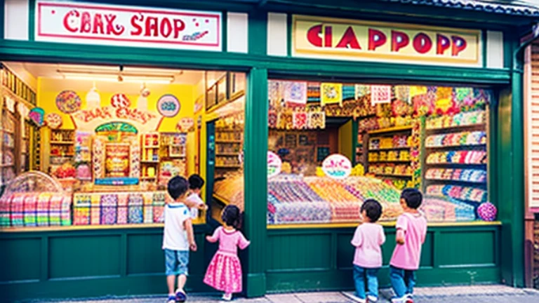 Candy shop、Sunset on 3rd Street、Children playing with a spinning top、Parents and children playing with kites、Children playing with menko、Children shopping at a candy store、Old Japanese tiled house、Scene of children playing、A crowd of children playing in front of a candy store、Children&#39;s smiling faces、Children&#39;s smiling faces、Children&#39;s smiling faces、Grandma poster girl of a candy store、